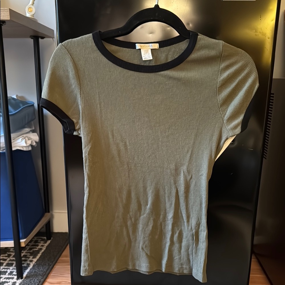 Olive Green Ribbed Women's Top
